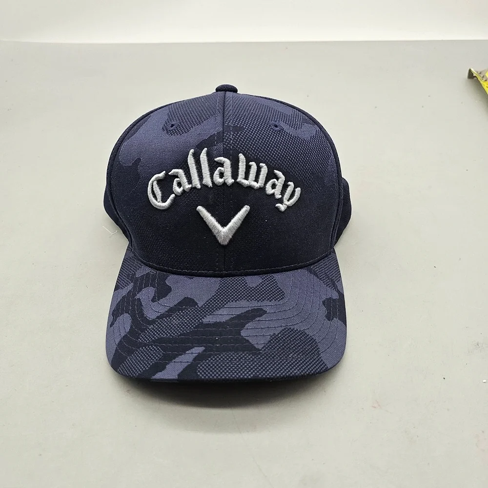Callaway Golf Hat Navy Blue Camo 110 Flexfit Snapback Adjustable Mesh Cap K15